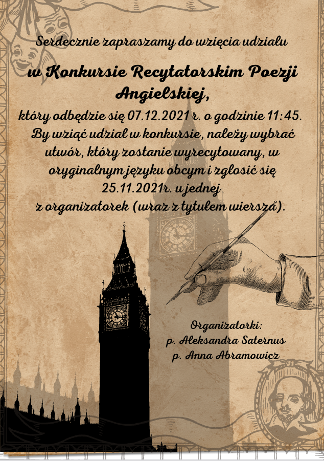 I szkolny konkurs poezji angielskiej